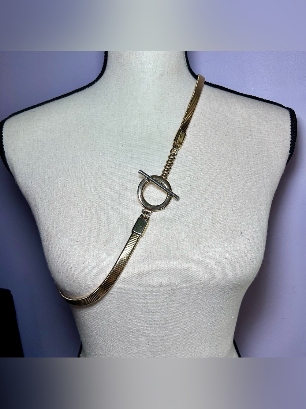 Vintage-Style Gold Toned Metal Coil Stretch Belt